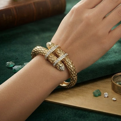 Gold Snake Textured Bangle