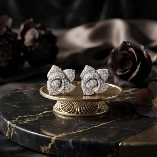 Blossom Pave Rose Earrings