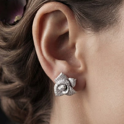 Blossom Pave Rose Earrings