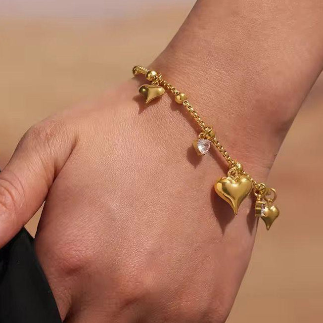 Gold Heart Charm Bracelet