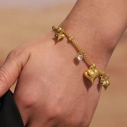 Gold Heart Charm Bracelet