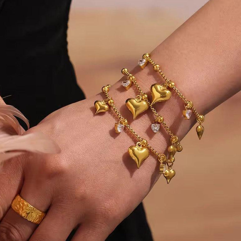 Gold Heart Charm Bracelet