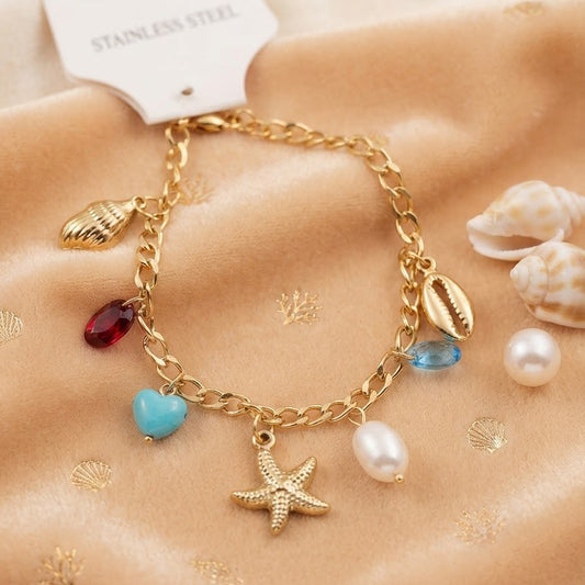 Gold Ocean Charm Bracelet