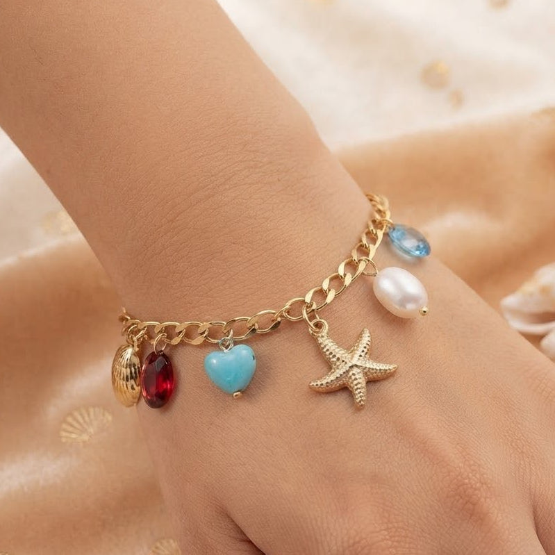 Gold Ocean Charm Bracelet