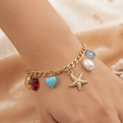 Gold Ocean Charm Bracelet