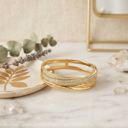 Radiant Zircon Gold-Plated Cuff Bangle