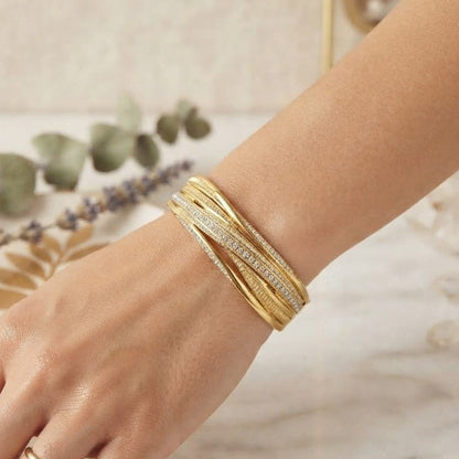 Radiant Zircon Gold-Plated Cuff Bangle